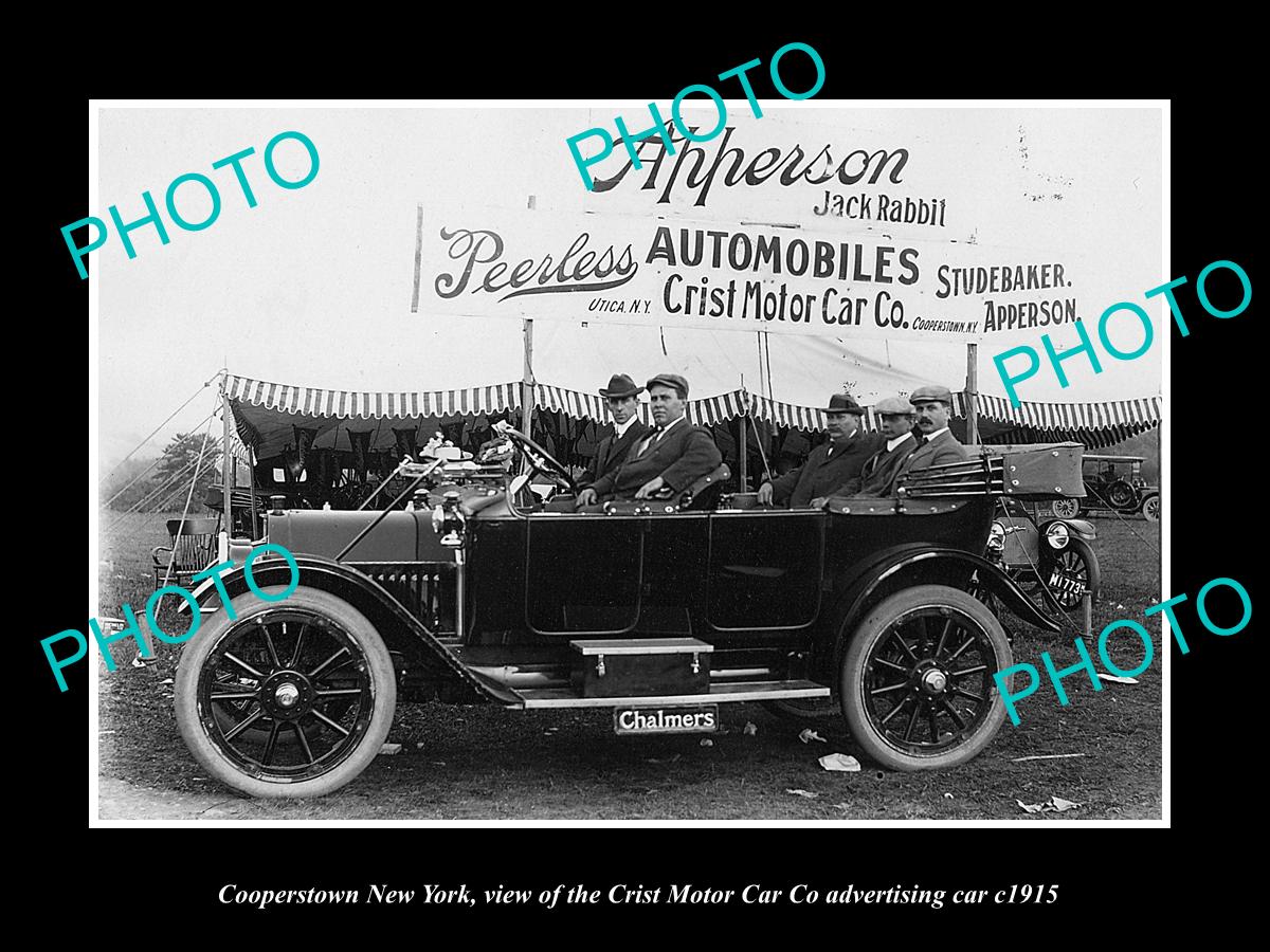 OLD LARGE HISTORIC PHOTO OF COOPERSTOWN NEW YORK, THE CRIST MOTOR Co CAR c1915