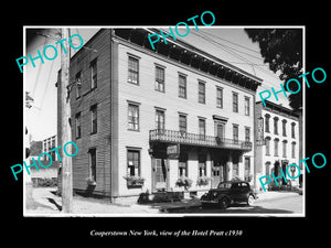 OLD LARGE HISTORIC PHOTO OF COOPERSTOWN NEW YORK, THE HOTEL PRATT c1930