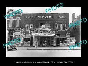 OLD LARGE HISTORIC PHOTO OF COOPERSTOWN NEW YORK, THE SMALLEYS THEATRE c1935