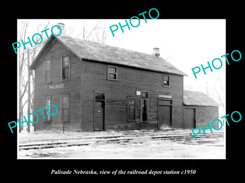 OLD LARGE HISTORIC PHOTO OF PALISADE NEBRASKA, THE RAILROAD DEPOT STATION c1950