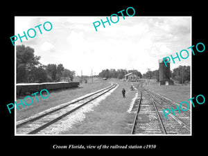 OLD LARGE HISTORIC PHOTO OF CROOM FLORIDA, VIEW OF THE RAILROAD STATION c1950