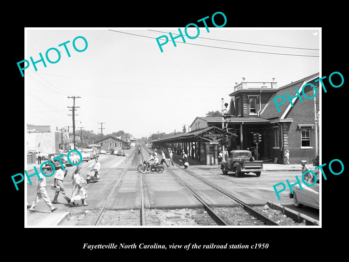 OLD LARGE HISTORIC PHOTO OF FAYETTEVILLE NORTH CAROLINA RAILROAD STATION c1950