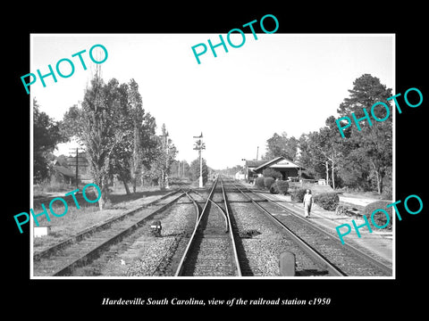 OLD LARGE HISTORIC PHOTO OF HARDEEVILLE SOUTH CAROLINA RAILROAD STATION c1950