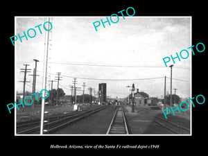 OLD LARGE HISTORIC PHOTO OF HOLBROOK ARIZONA THE SANTE FE RAILROAD STATION c1940