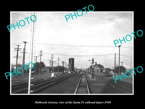 OLD LARGE HISTORIC PHOTO OF HOLBROOK ARIZONA THE SANTE FE RAILROAD STATION c1940