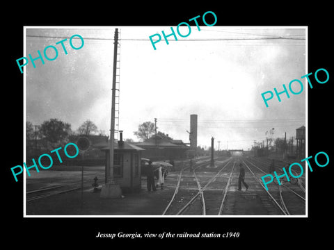 OLD LARGE HISTORIC PHOTO OF JESSUP GEORGIA, VIEW OF THE RAILROAD STATION c1940