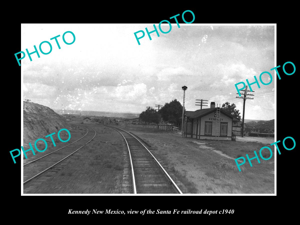 OLD LARGE HISTORIC PHOTO OF KENNEDY NEW MEXICO SANTE FE RAILROAD STATION c1940