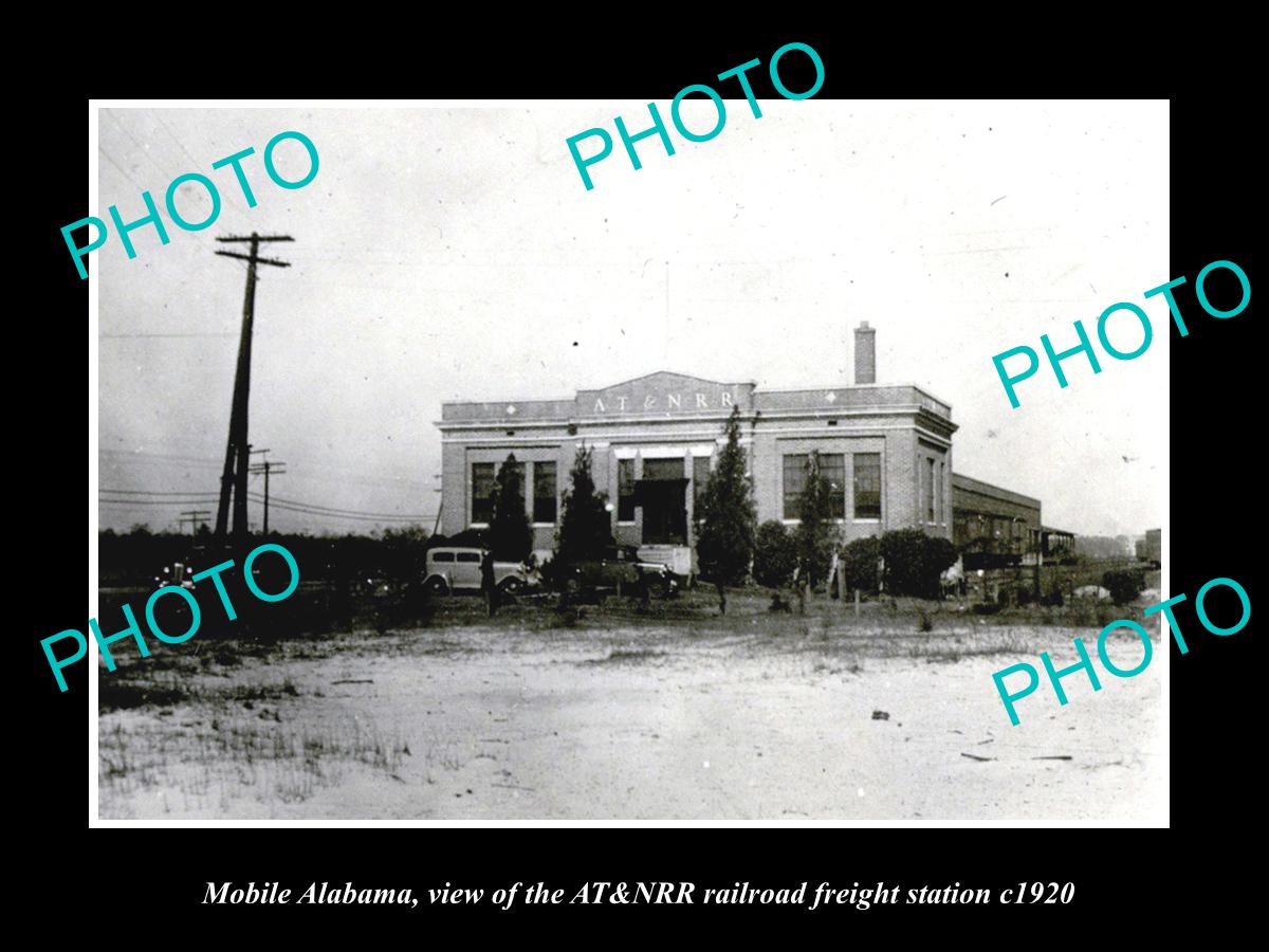 OLD LARGE HISTORIC PHOTO OF MOBILE ALABAMA, THE AT&NRR RAILROAD STATION c1920