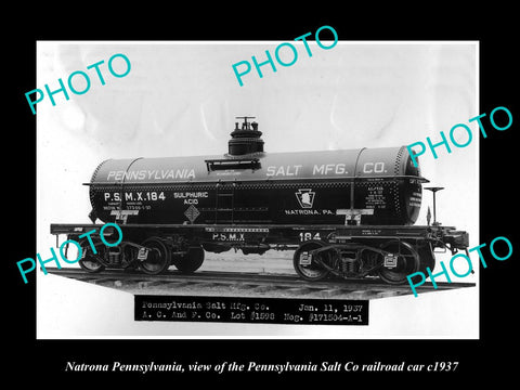 OLD LARGE HISTORIC PHOTO OF NATRONA PENNSYLVANIA, THE SALT Co RAILROAD CAR c1937