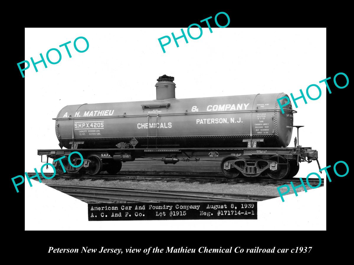 OLD LARGE HISTORIC PHOTO OF PATERSON NEW JERSEY THE MATHIEU Co RAILROAD CAR 1937