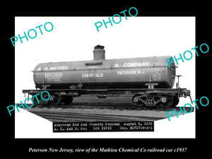 OLD LARGE HISTORIC PHOTO OF PATERSON NEW JERSEY THE MATHIEU Co RAILROAD CAR 1937