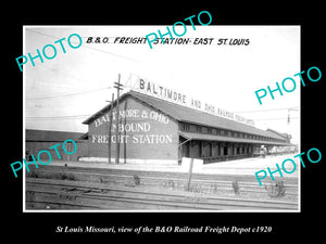 OLD LARGE HISTORIC PHOTO OF St LOUIS MISSOURI, B&O RAILROAD FREIGHT DEPOT c1920