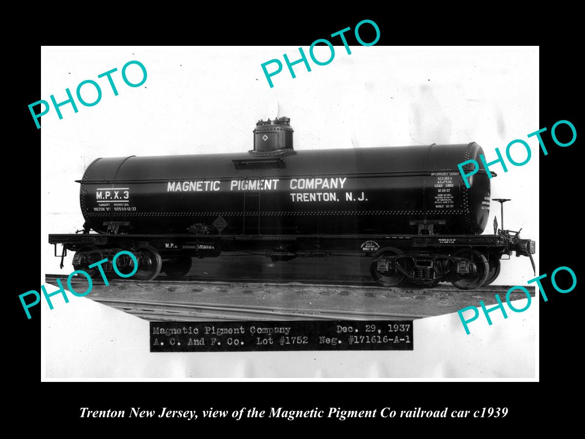 OLD LARGE HISTORIC PHOTO OF TRENTON NEW JERSEY, THE PIGMENT Co RAILROAD CAR 1939