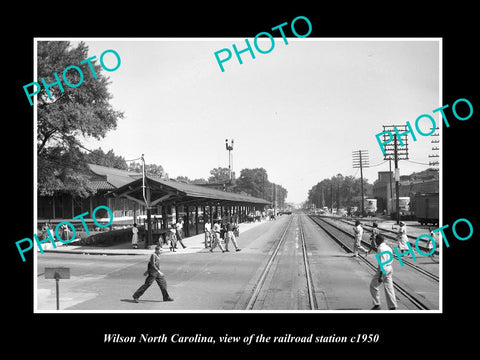 OLD LARGE HISTORIC PHOTO OF WILSON NORTH CAROLINA, THE RAILROAD STATION c1950