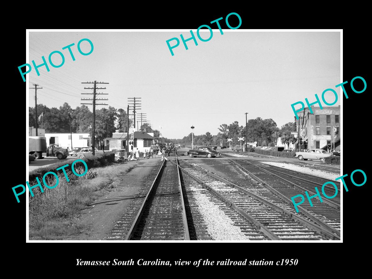 OLD LARGE HISTORIC PHOTO OF YEMASSEE SOUTH CAROLINA, THE RAILROAD STATION c1950