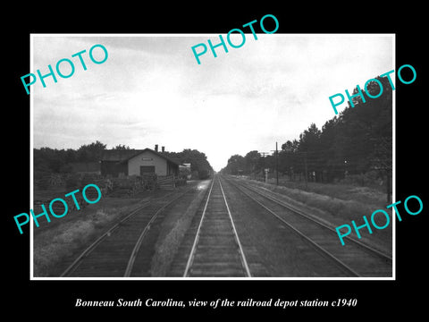 OLD LARGE HISTORIC PHOTO OF BONNEAU SOUTH CAROLINA, THE RAILROAD DEPOT c1940