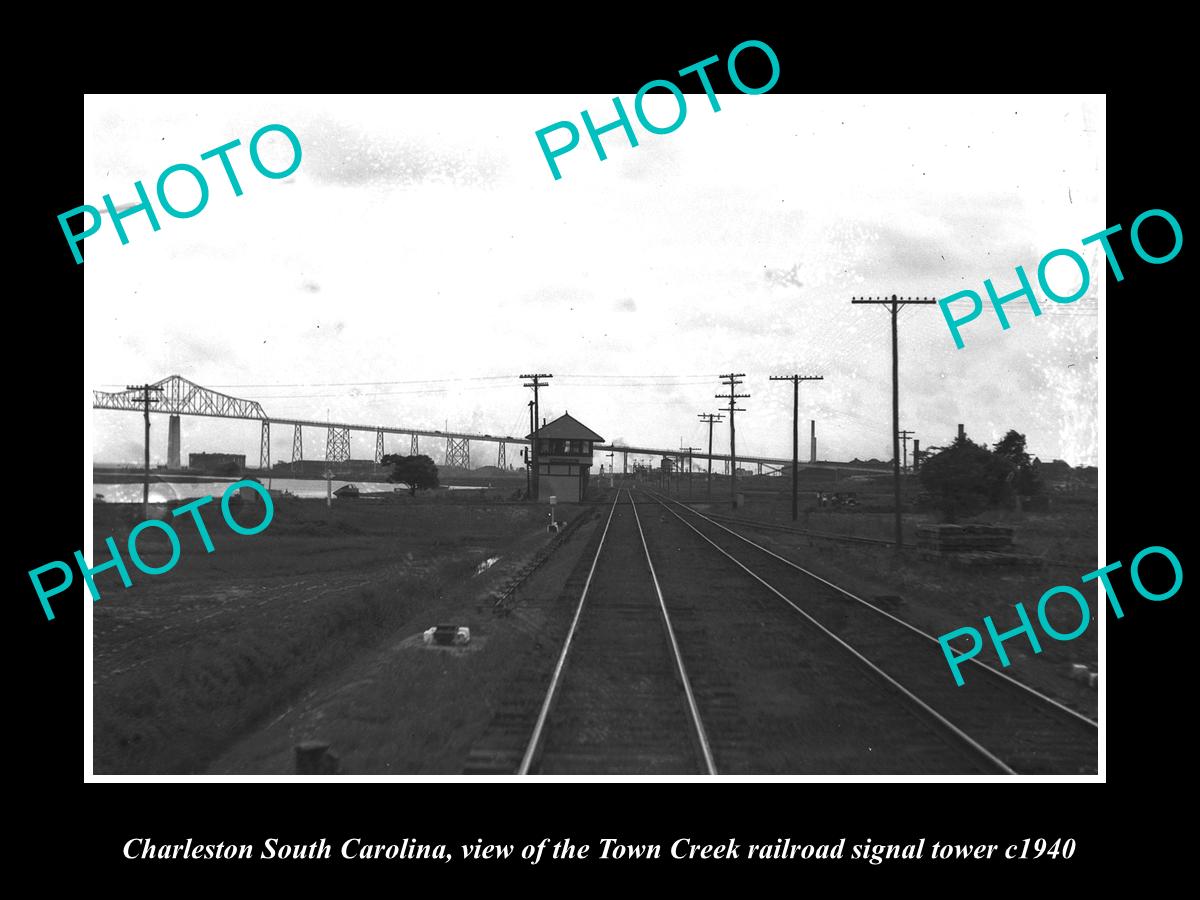 OLD LARGE HISTORIC PHOTO OF CHARLESTON SOUTH CAROLINA, TC RAILROAD TOWER c1940