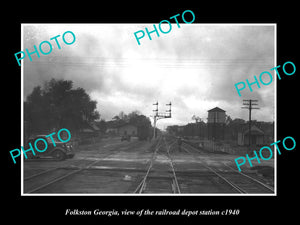 OLD LARGE HISTORIC PHOTO OF FOLKSTON GEORGIA, THE RAILROAD DEPOT STATION c1940