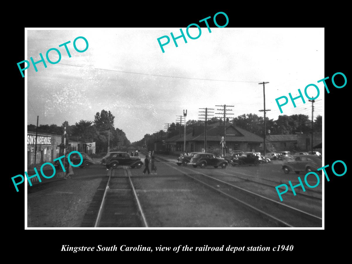 OLD LARGE HISTORIC PHOTO OF KINGSTREE SOUTH CAROLINA RAILROAD DEPOT STATION 1940