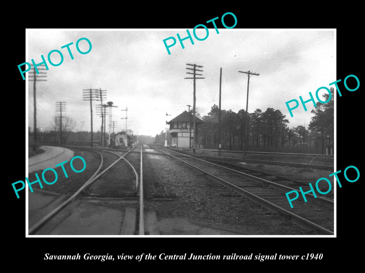 OLD LARGE HISTORIC PHOTO OF SAVANNAH GEORGIA, THE CJ RAILROAD SIGNAL TOWER c1940