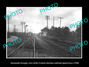 OLD LARGE HISTORIC PHOTO OF SAVANNAH GEORGIA, THE CJ RAILROAD SIGNAL TOWER c1940