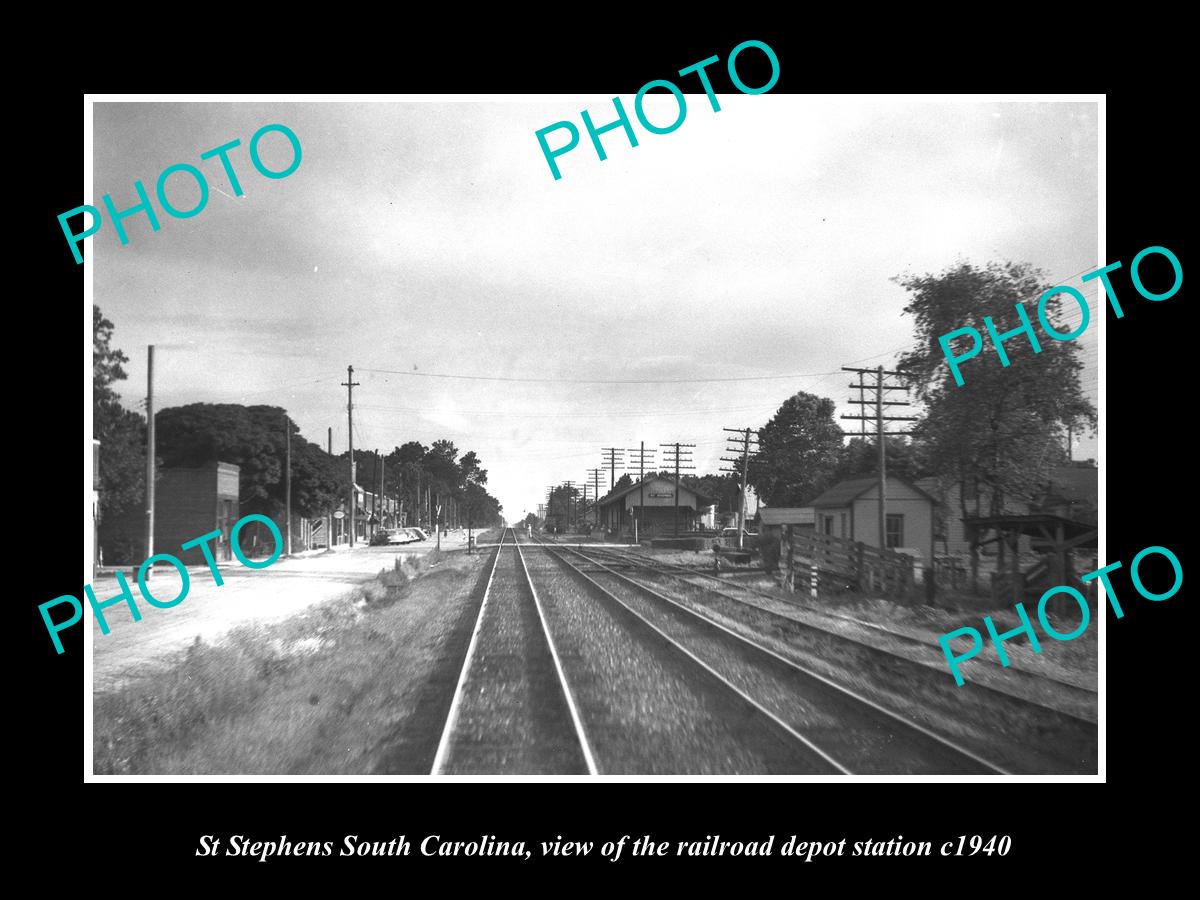 OLD LARGE HISTORIC PHOTO OF ST STEPHENS SOUTH CAROLINA THE RAILROAD STATION 1940