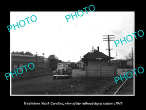 OLD LARGE HISTORIC PHOTO OF WADESBORO NORTH CAROLINA RAILROAD STATION c1940