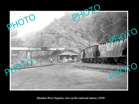 OLD LARGE HISTORIC PHOTO OF DUNDON WEST VIRGINIA, THE RAILROAD DEPOT c1950