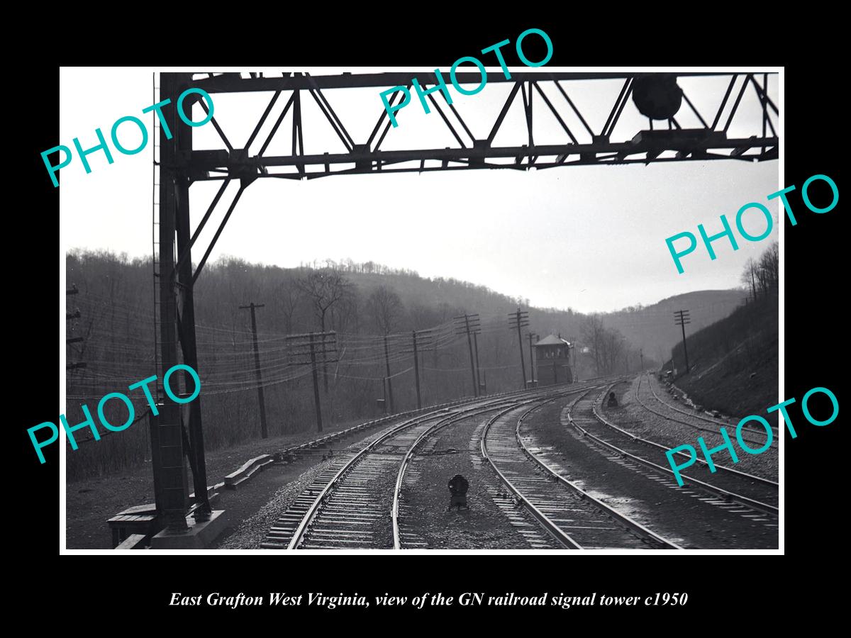 OLD LARGE HISTORIC PHOTO OF GRAFTON WEST VIRGINIA, THE GN RAILROAD TOWER c1950