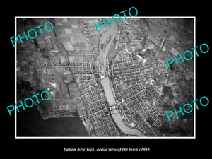 OLD LARGE HISTORIC PHOTO OF FULTON NEW YORK, AERIAL VIEW OF THE TOWN c1935 2