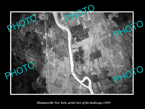 OLD LARGE HISTORIC PHOTO OF HINMANSVILLE NEW YORK, AERIAL VIEW OF THE LAND c1935