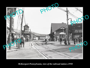 OLD LARGE HISTORIC PHOTO OF McKEESPORT PENNSYLVANIA, THE RAILROAD STATION c1950