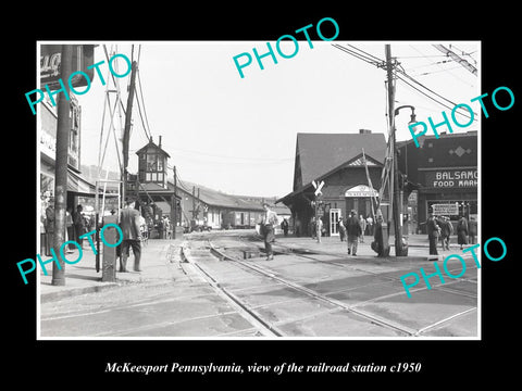 OLD LARGE HISTORIC PHOTO OF McKEESPORT PENNSYLVANIA, THE RAILROAD STATION c1950