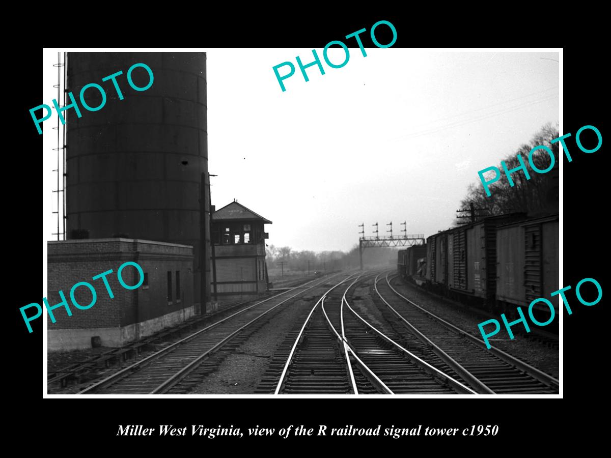 OLD LARGE HISTORIC PHOTO OF MILLER WEST VIRGINIA, THE RAILROAD SIGNAL TOWER 1950