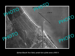 OLD LARGE HISTORIC PHOTO OF SYLVAN BEACH NEW YORK, AERIAL VIEW OF TOWN c1935 2