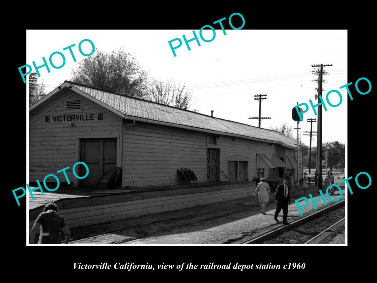 OLD LARGE HISTORIC PHOTO OF VICTORVILLE CALIFORNIA, THE RAILROAD DEPOT c1960