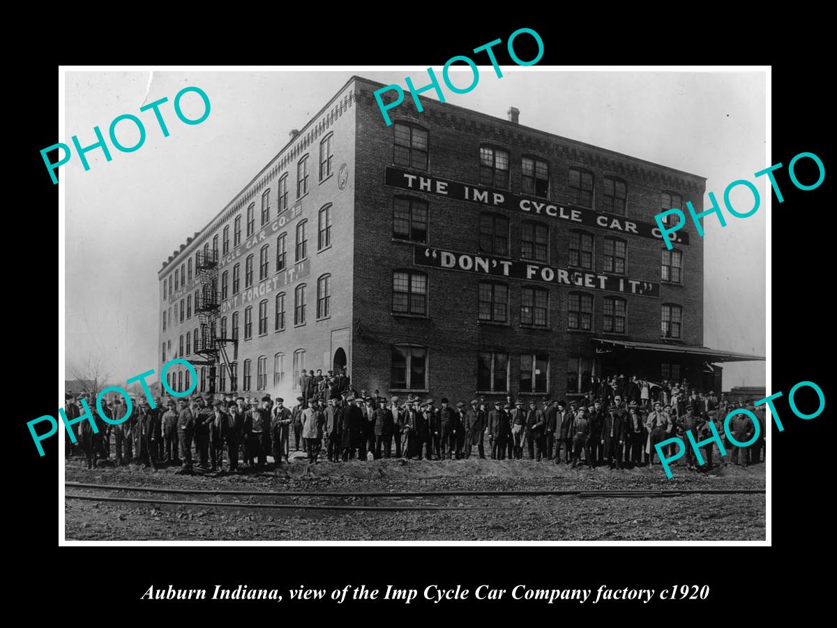 OLD LARGE HISTORIC PHOTO OF AUBURN INDIANA, THE IMP CYCLE MOTOR CAR FACTORY 1920