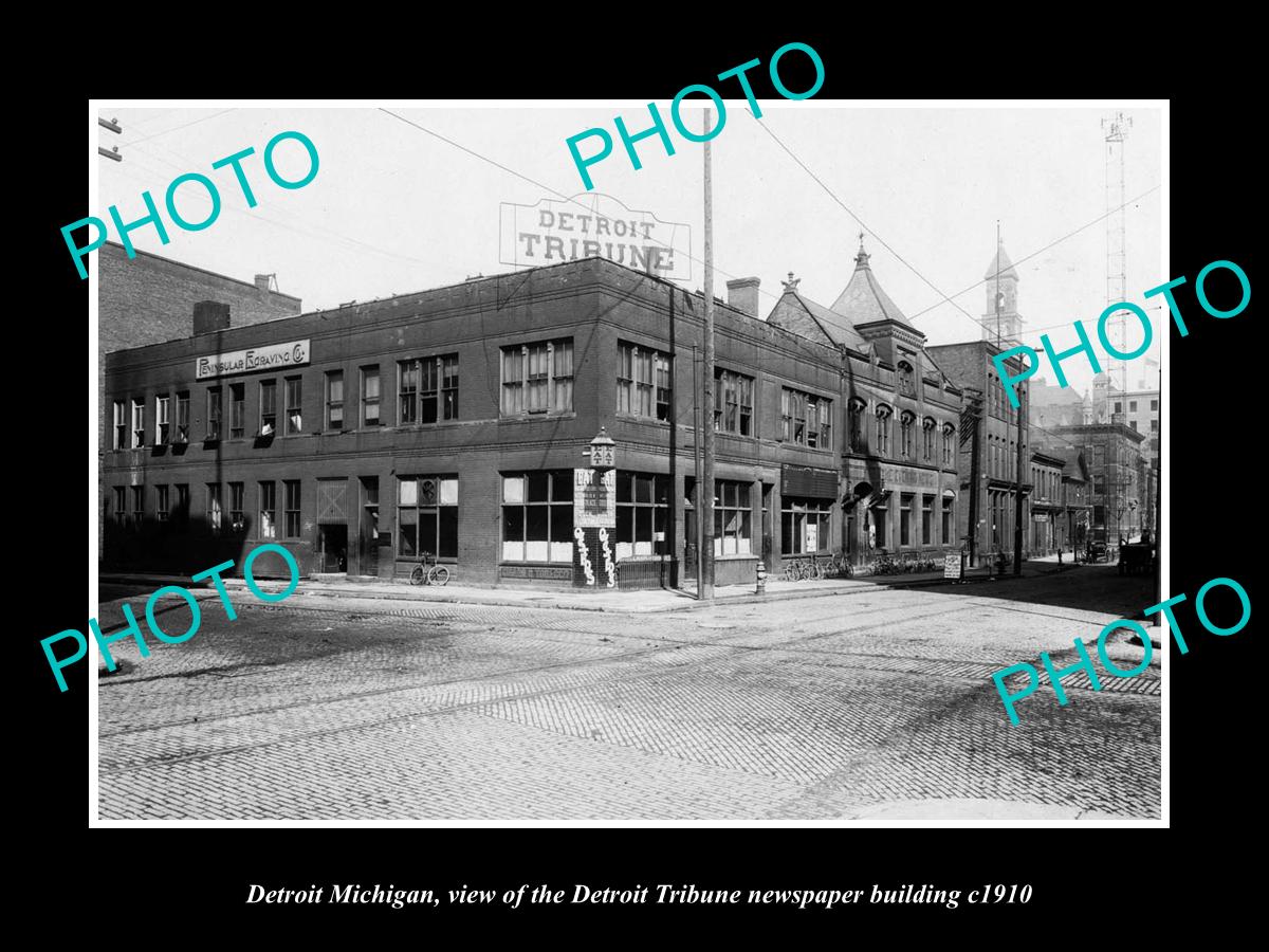 OLD LARGE HISTORIC PHOTO OF DETROIT MICHIGAN THE TRIBUNE NEWSPAPER BUILDING 1910