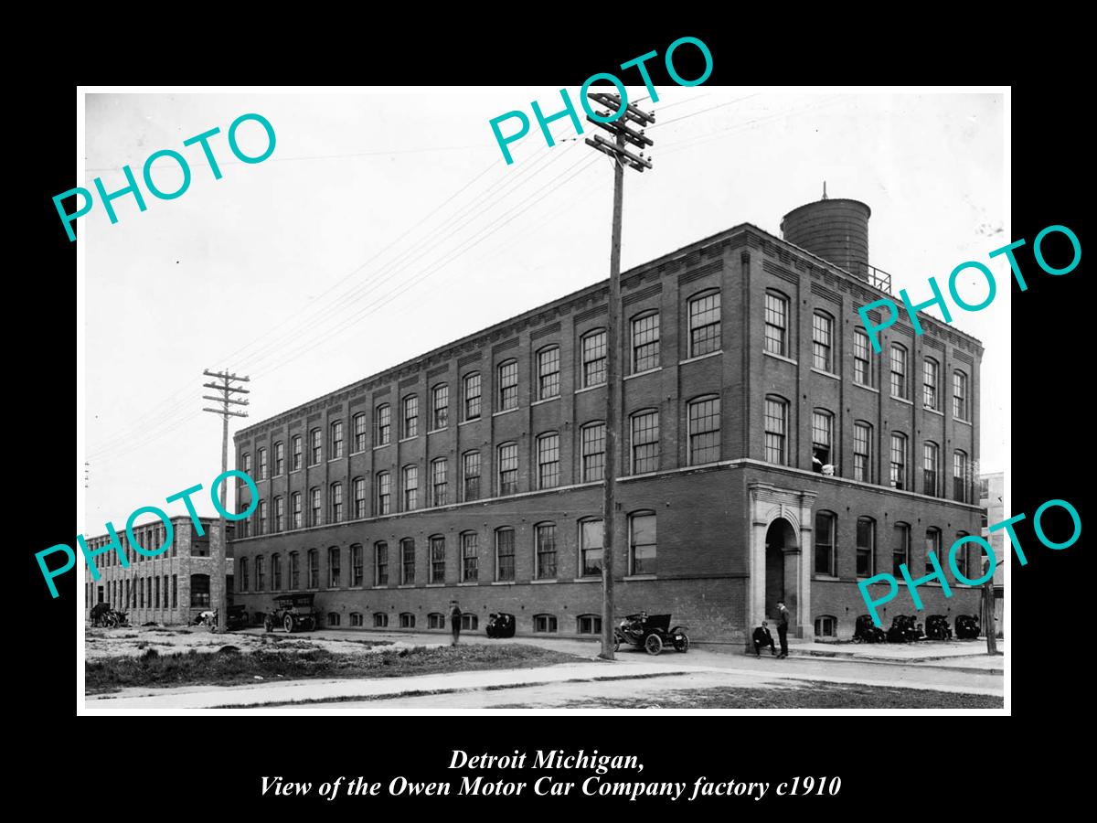 OLD LARGE HISTORIC PHOTO OF DETROIT MICHIGAN, THE OWEN MOTOR CAR FACTORY c1910