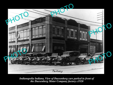 OLD LARGE HISTORIC PHOTO OF INDIANAPOLIS INDIANA, DUESENBERG MOTOR CAR Co c1920