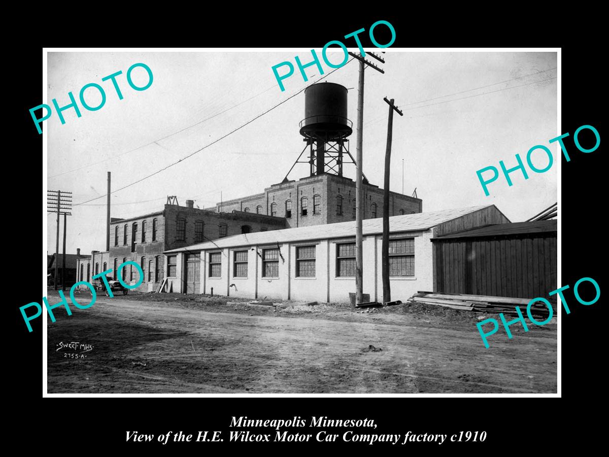 OLD LARGE HISTORIC PHOTO OF MINNEAPOLIS MINNESOTA, THE WILCOX MOTOR CAR Co c1910