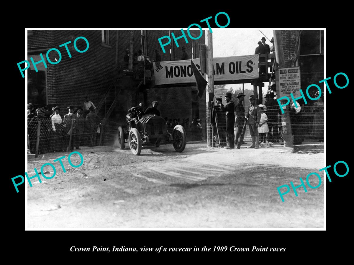 OLD LARGE HISTORIC PHOTO OF CROWN POINT INDIANA, THE 1909 MOTOR CAR RACES