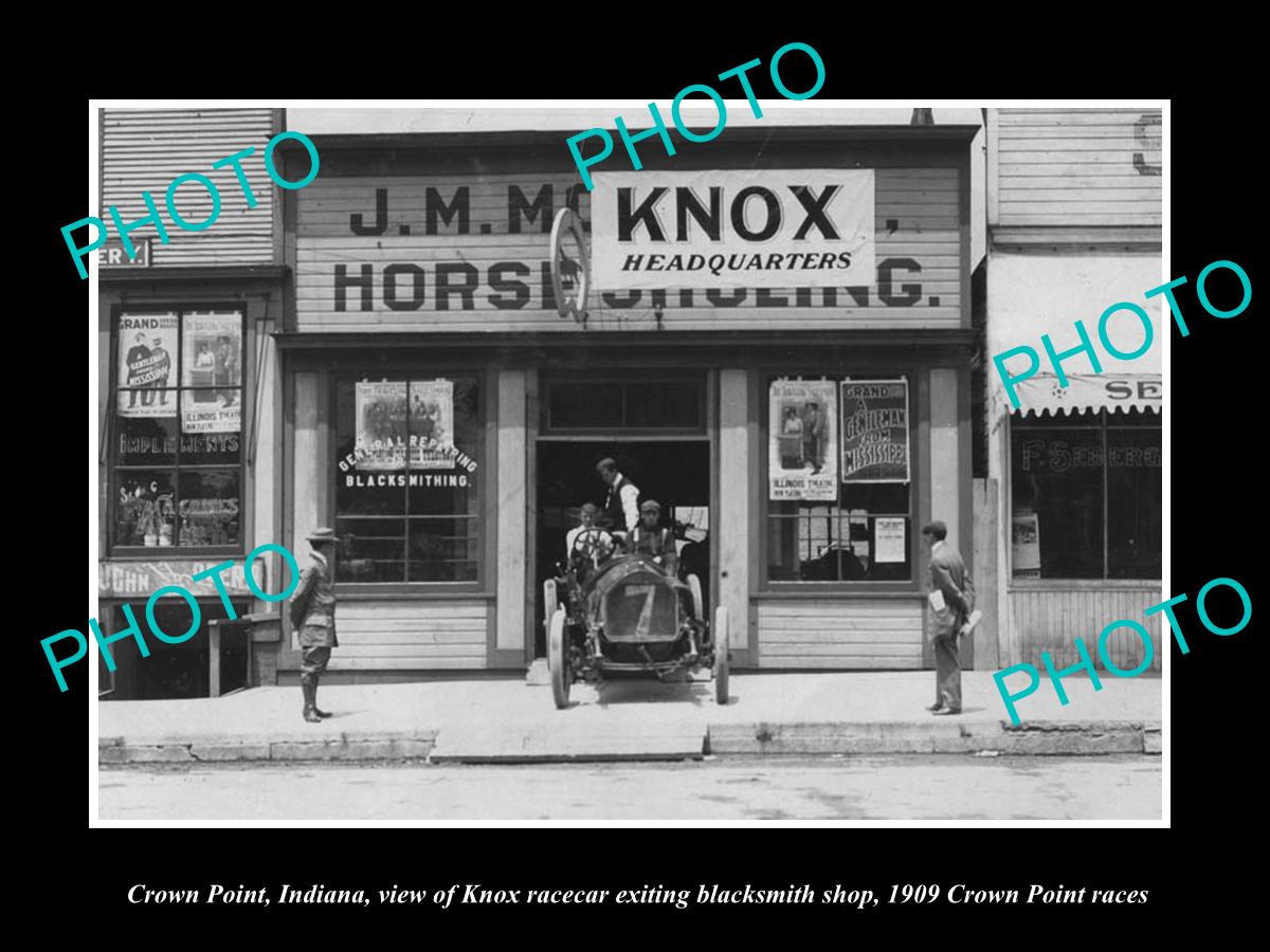 OLD LARGE HISTORIC PHOTO OF CROWN POINT INDIANA, THE BLACKSMITH SHOP 1909