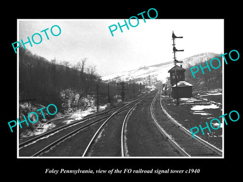 OLD LARGE HISTORIC PHOTO OF FOLEY PENNSYLVANIA, THE FO RAILROAD TOWER c1940