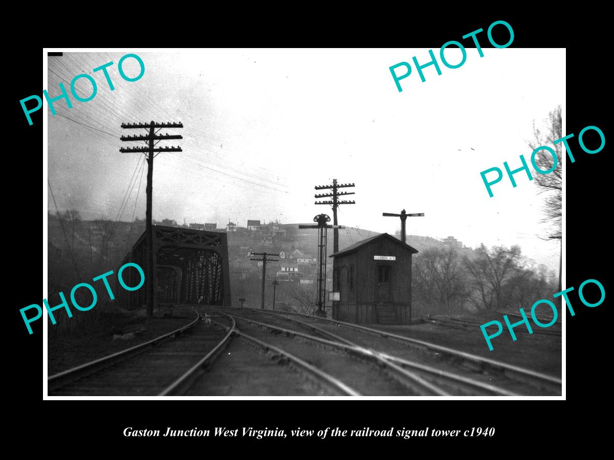 OLD LARGE HISTORIC PHOTO OF GASTON WEST VIRGINIA, THE G/J RAILROAD TOWER c1940