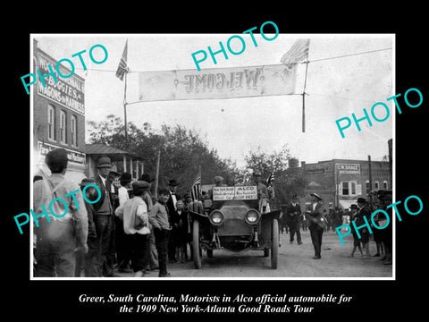 OLD LARGE HISTORIC PHOTO OF GREER SOUTH CAROLINA, THE 1909 NY-A MOTOR CAR TOUR