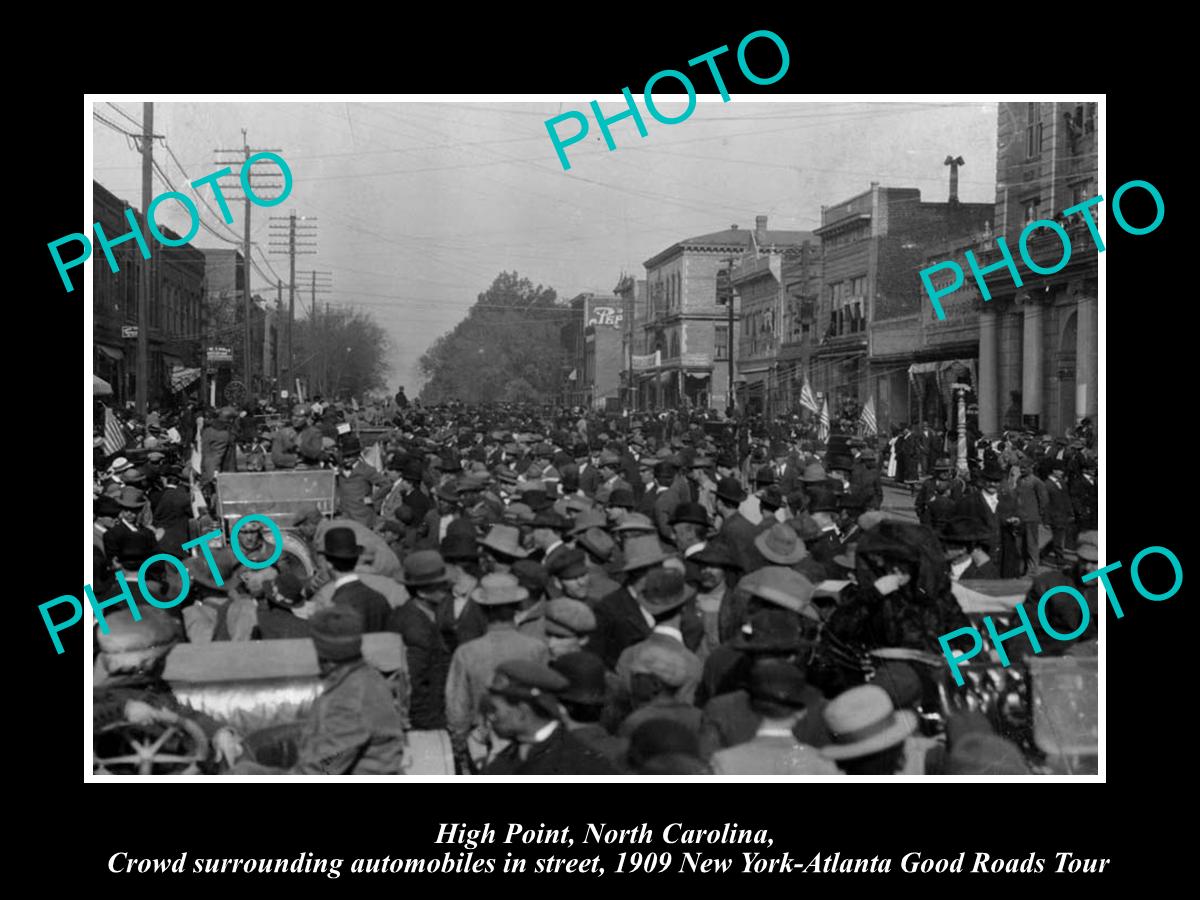 OLD LARGE HISTORIC PHOTO OF HIGH POINT NORTH CAROLINA 1909 NY-A MOTOR CAR TOUR