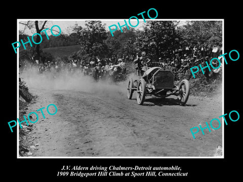 OLD HISTORIC PHOTO OF BRIDGEPORT CONNECTICUT 1909 HILL CLIMB CHALMERS RACING CAR