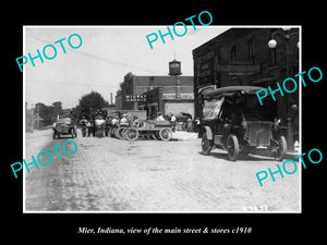 OLD LARGE HISTORIC PHOTO OF MIER INDIANA, THE MAIN STREET & STORES c1910