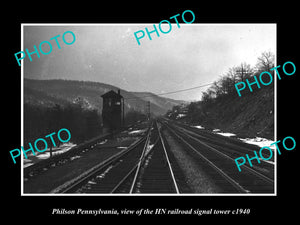 OLD LARGE HISTORIC PHOTO OF PHILSON PENNSYLVANIA, THE HN RAILROAD TOWER c1930